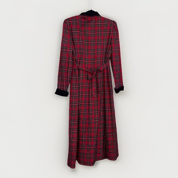 Plaza South Red Black Plaid Maxi Dress Sz 8 Whimsigoth Feminine Retro Winter - Picture 2 of 9
